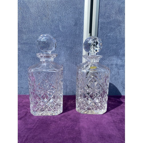 80 - Two Hand cut lead crystal squared decanters