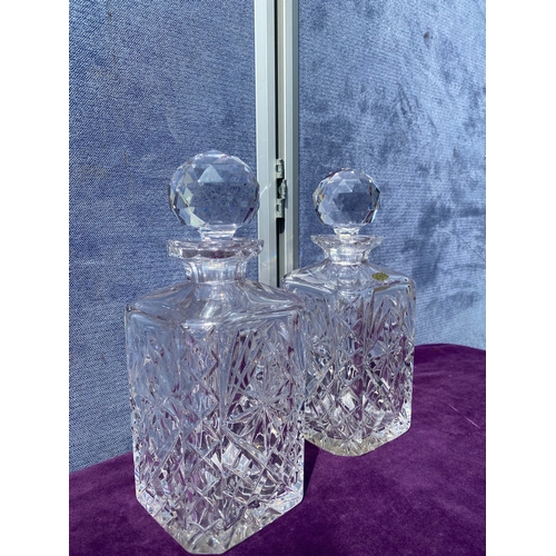 80 - Two Hand cut lead crystal squared decanters