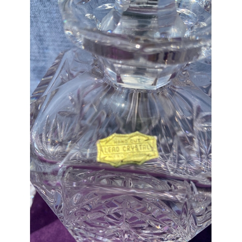 80 - Two Hand cut lead crystal squared decanters