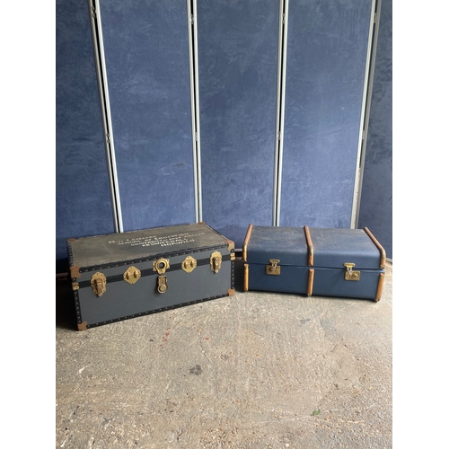 437 - Two vintage storage/travel trunks 

Please see images for dimensions of largest for reference.