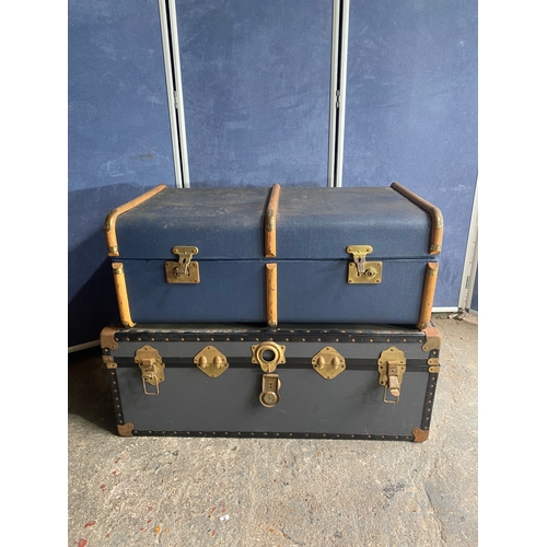 437 - Two vintage storage/travel trunks 

Please see images for dimensions of largest for reference.