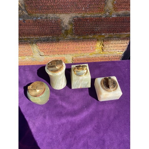 448 - Collection of Stone/Onyx table lighters