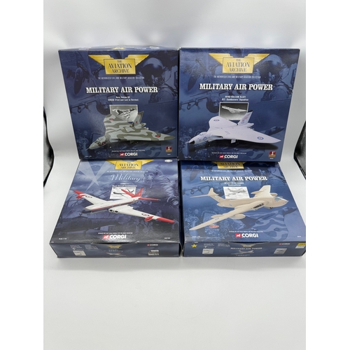 316 - Four Corgi Military Air Power 1:144 Scale Die cast Models - AVRO Vulcan B2 48303, Comet 4 AA31401, A... 