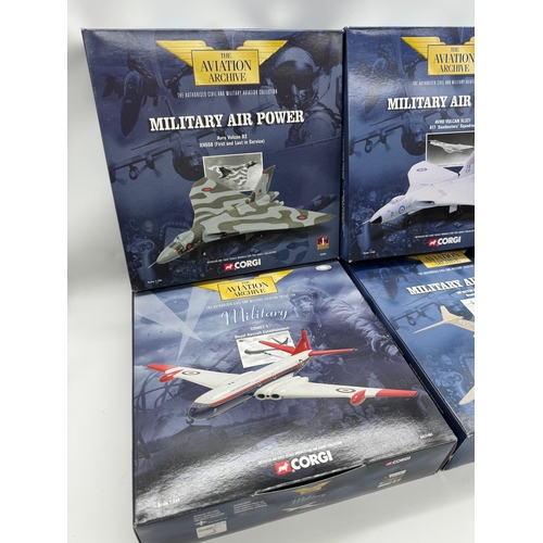 316 - Four Corgi Military Air Power 1:144 Scale Die cast Models - AVRO Vulcan B2 48303, Comet 4 AA31401, A... 