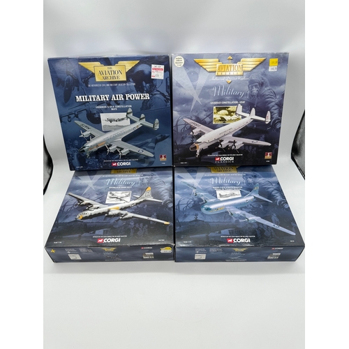 317 - Four Corgi Military Air Power 1:144 Scale Die cast Models - Lockheed C-121A Constellation 47509, Boe... 