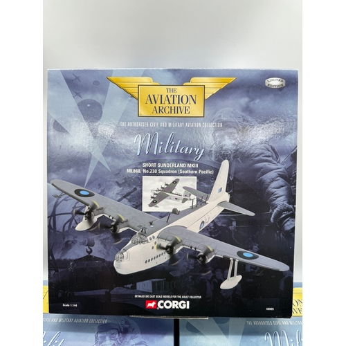 318 - Four Corgi Military Aircraft 1:144 Scale Die cast Models - Short Sunderland MKIII 48805, Boeing C-97... 