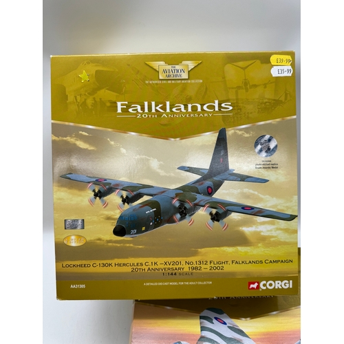 320 - Five Corgi Falklands 20th Anniversary Die cast Aircraft Models - Westland Sea King AA33401, BAe Sea ... 