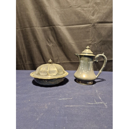 456 - A silver plated teapot and serving bowl