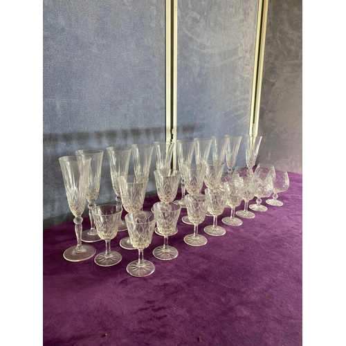 463 - A collection of crystal wine, sherry and champagne glasses.