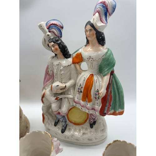 86 - Collection of 19th century Austrian / German porcelain figurines + ceramic flat backA/F