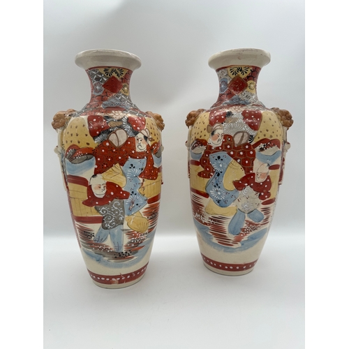 87 - A pair vintage Japanese Export Satsuma Vases - 14