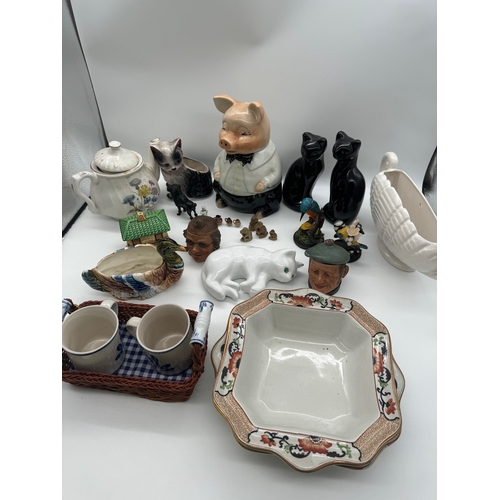 89 - Quantity of ceramics figurines,  bisque heads + others A/F