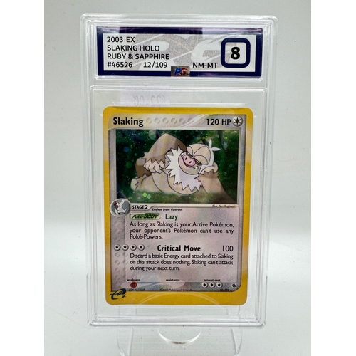 119 - Pokemon TCG: 2003 Slaking Holo 12/109 Ruby & Sapphire PG 8 Near Mint + 2002 Ampharos Reverse Holo /1... 