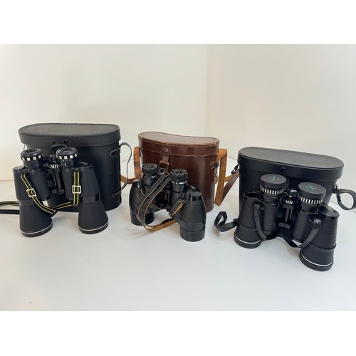 67 - Three Binoculars in cases - Greenkat 8x40, Ross London 9x35, Miranda 16x50