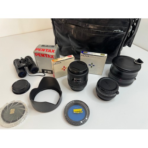 74 - Collection of camera / photography accessories, lenses, binoculars