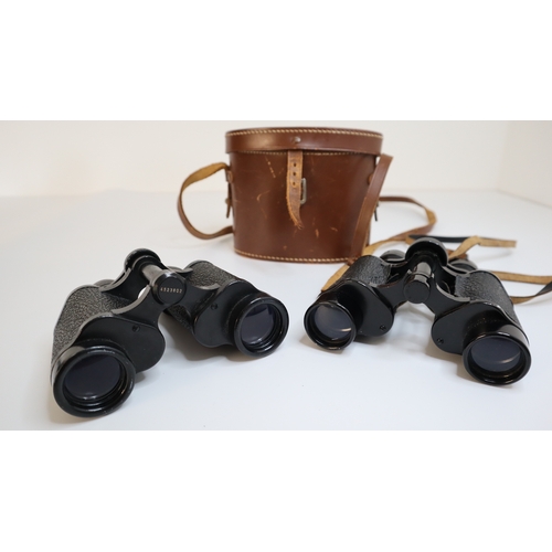 81 - Carl Zeiss Jenoptem 8 x 30w + Denhill 8 x 30 Binoculars + 1 leather case