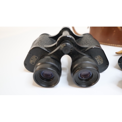 81 - Carl Zeiss Jenoptem 8 x 30w + Denhill 8 x 30 Binoculars + 1 leather case