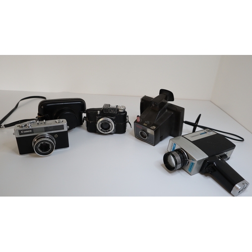 85 - Collection of cameras and Movie cam including Canon Canonet Junior, Ibis Ferraina F20, Polaroid Supe... 