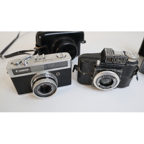 85 - Collection of cameras and Movie cam including Canon Canonet Junior, Ibis Ferraina F20, Polaroid Supe... 