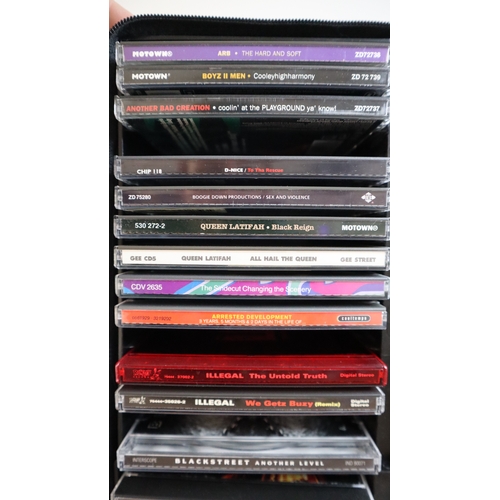 92 - Collection of 100+ 1980-90's Rap, Hip Hop, Soul, R&B Original CD's in carry cases