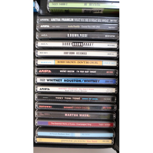 92 - Collection of 100+ 1980-90's Rap, Hip Hop, Soul, R&B Original CD's in carry cases