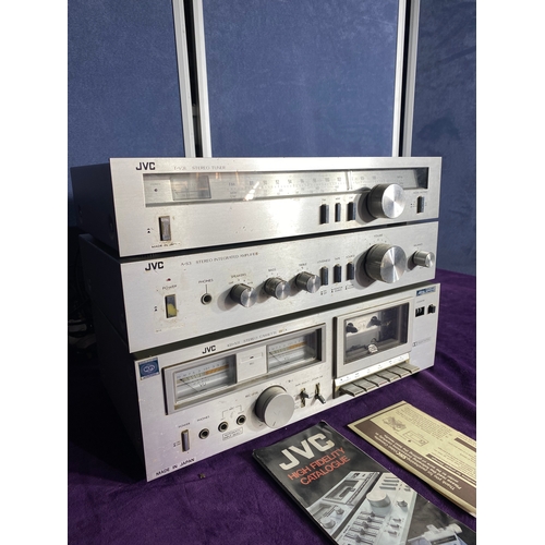 125 - JVC stereo tuner, integrated amplifier and cassette deck