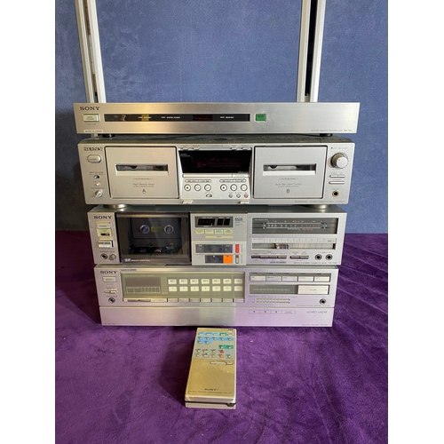159 - Sony Hi-fi system including system remote controller RM-S5, Stereo cassette deck TC-WE475, Tapecorde... 