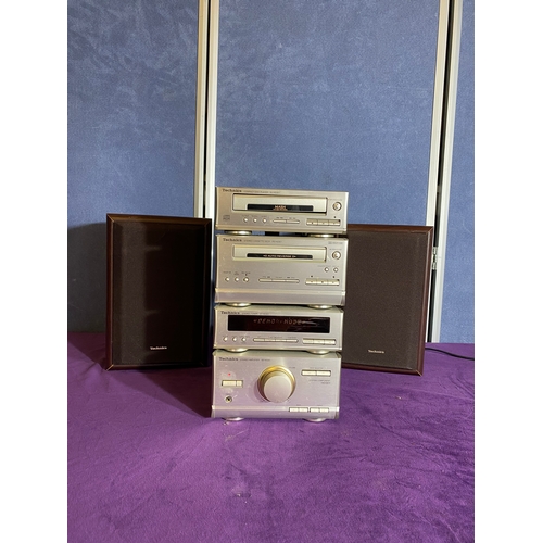 164 - Technics Hi fi system and speakers including compact disc player SL-HD301, Stereo cassette deck RS-H... 