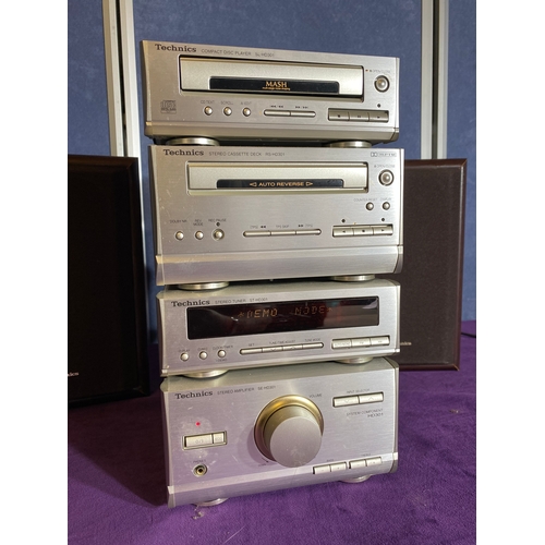 164 - Technics Hi fi system and speakers including compact disc player SL-HD301, Stereo cassette deck RS-H... 