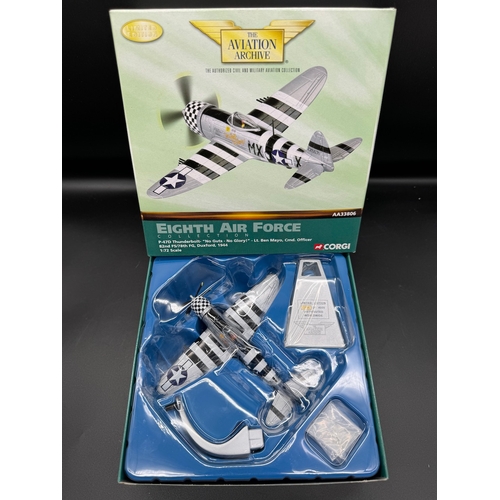 105 - Four Corgi Model Aircraft US32214 P-51D Mustang, AA33806 P-47D Thunderbolt, AA32220 P-51D Mustang, A... 