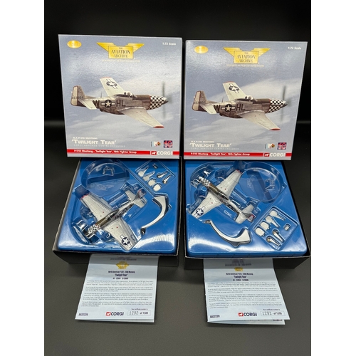 105 - Four Corgi Model Aircraft US32214 P-51D Mustang, AA33806 P-47D Thunderbolt, AA32220 P-51D Mustang, A... 