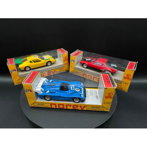 122 - Three Boxed French Norev 1/43 Scale Models includes Renault Alpine A440 No 198, Ligier JS 2 Tour de ... 