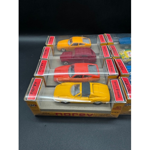 124 - 8 x 1970's Boxed French Norev 1/43 Scale Models includes Matra Simca, Ferrari 246 GTS, Citroen Dyane... 