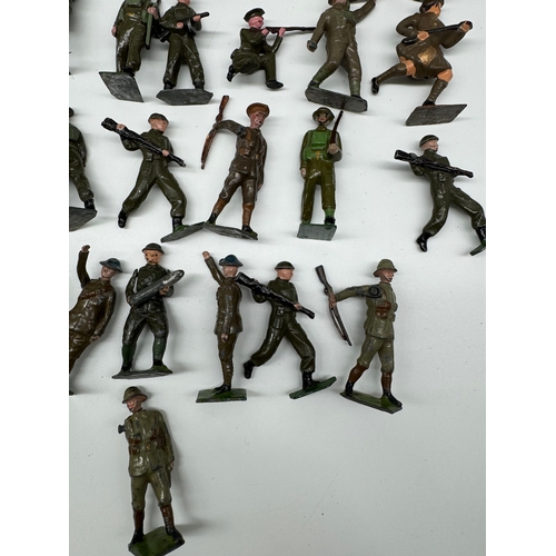 166 - Large quantity of Britains Hollow Cast WW1 & WW2 Infantry, Officers , accesories