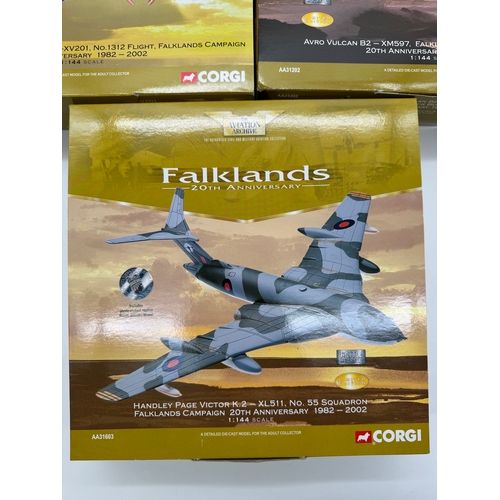 170 - Five Corgi Falklands 20th Anniversary Die cast Aircraft Models - Westland Sea King AA33401, BAe Sea ... 