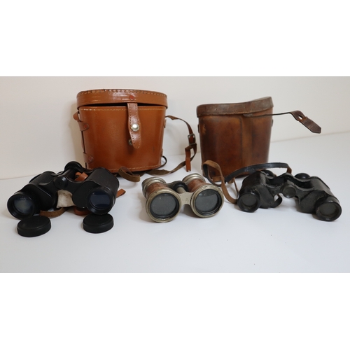 65A - Three Vintage Binoculars - Boots 8 x 30 , Carl Zeiss Jena 6x + 1 OTHER