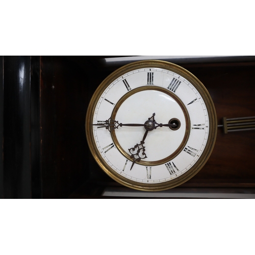 16 - Vintage Mahogany Pendoum Regulator Wall Clock with White enamel face