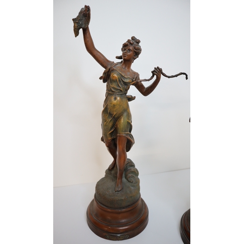 50 - Two spelter bronze effect statues 