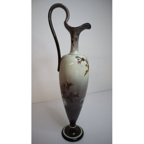 20 - 19th Century Doulton Lambeth Faience Jug with Floral Decoration 46.5cm