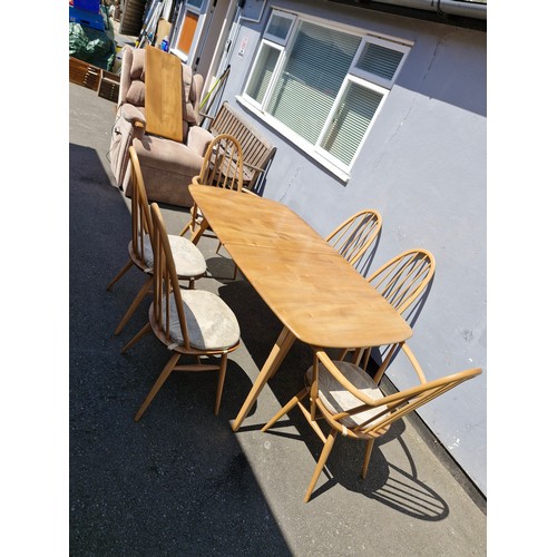 205 - Mid Century Ercol Dining Table and Six Chairs 960 BS 2056