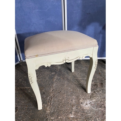 218 - Painted Pine dressing table, with stool and mirror