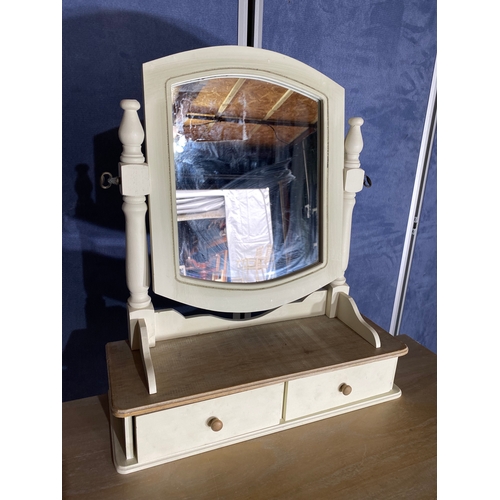 218 - Painted Pine dressing table, with stool and mirror