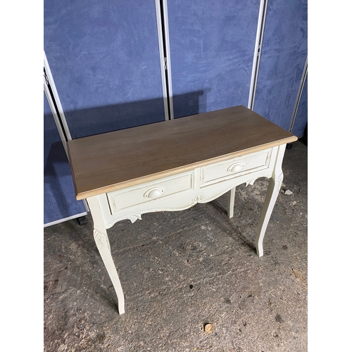 218 - Painted Pine dressing table, with stool and mirror