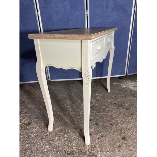 218 - Painted Pine dressing table, with stool and mirror