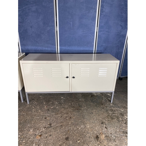 221 - Two low metal storage sideboard units