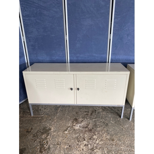 221 - Two low metal storage sideboard units