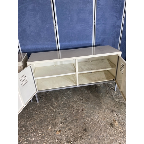 221 - Two low metal storage sideboard units