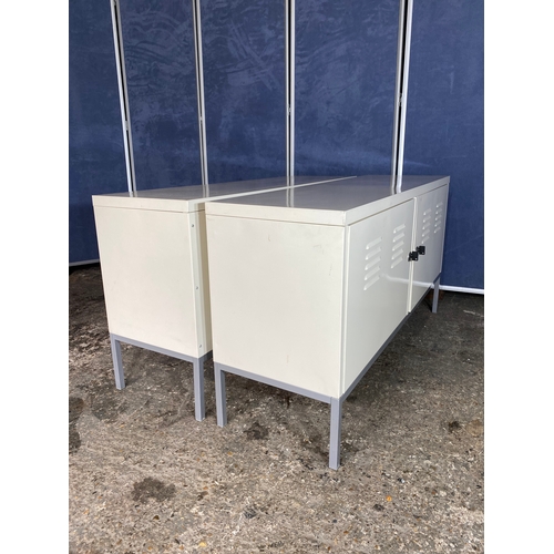 221 - Two low metal storage sideboard units