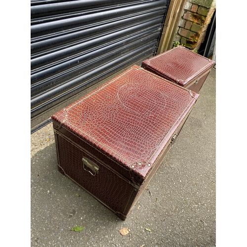 230 - A pair of Faux snakeskin storage cases/boxes