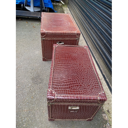 230 - A pair of Faux snakeskin storage cases/boxes